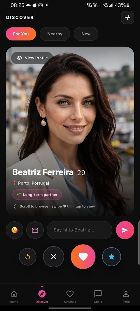 Swiping through people nearby in Discover